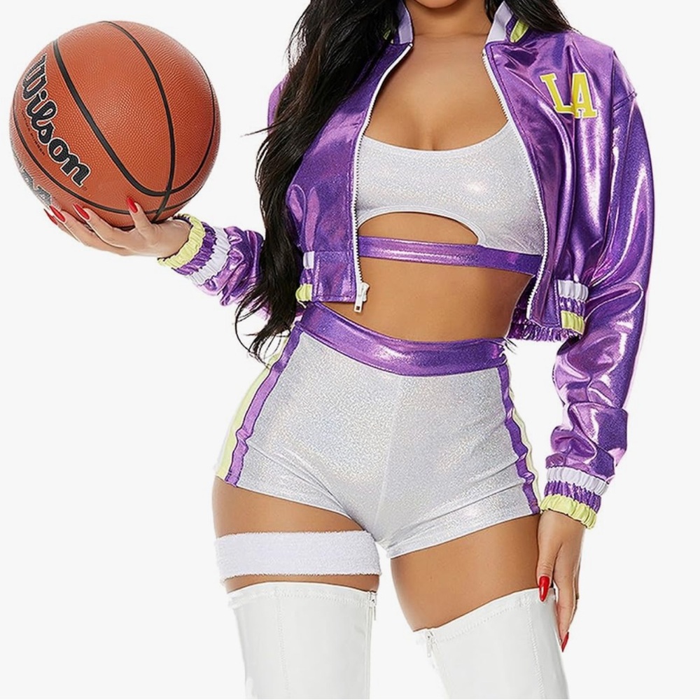 Forplay Purple and White Athletic Shorts